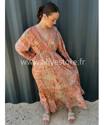 ROBE 100% SOIE ROMY ORANGE