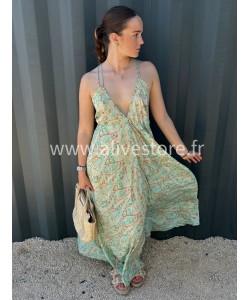 ROBE 100% SOIE LEONIE VERTE