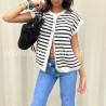Gilet Sofia rayé noir et blanc – ALIVE STORE