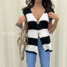 Gilet rayé noir et blanc femme – tendance automne – ALIVE STORE