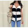 Gilet rayé noir et blanc femme – tendance automne – ALIVE STORE