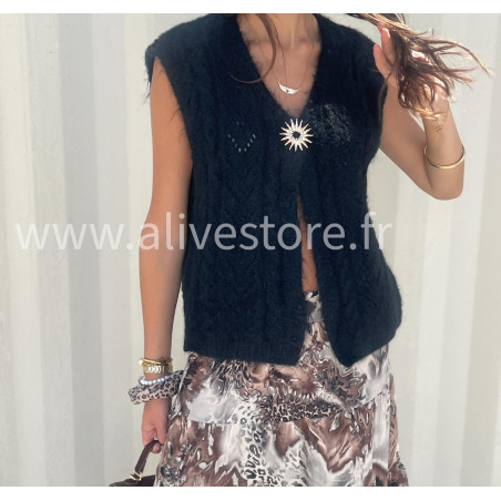 Gilet Isla femme – disponible en gris, marron, rose et noir – ALIVE STORE