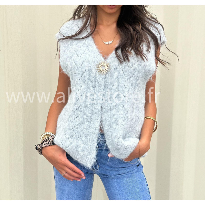 Gilet Isla femme – disponible en gris, marron, rose et noir – ALIVE STORE