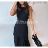 Robe Clara longue avec ceinture noire – Bordeaux, noir, beige & marron | ALIVE STORE