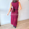 Robe Clara longue avec ceinture noire – Bordeaux, noir, beige & marron | ALIVE STORE