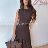 Robe Clara longue avec ceinture noire – Bordeaux, noir, beige & marron | ALIVE STORE