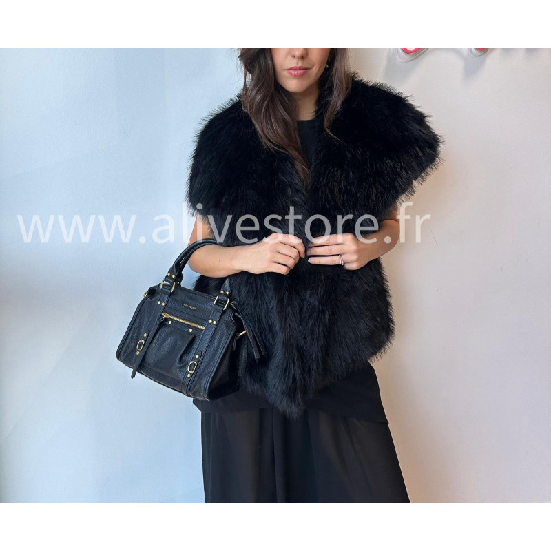 Veste Lia sans manches en fausse fourrure – gris ou noir | ALIVE STORE