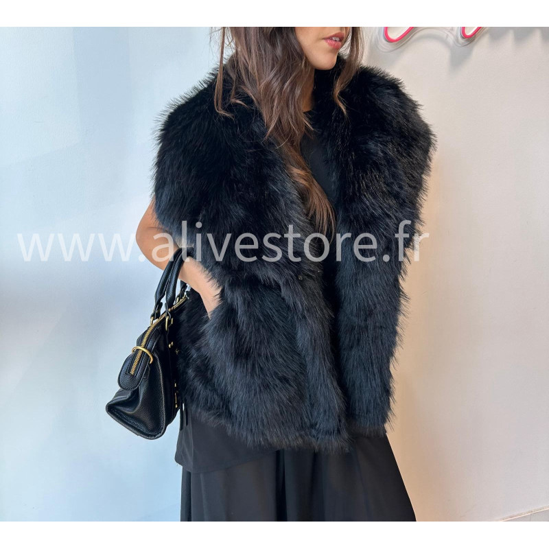 Veste Lia sans manches en fausse fourrure – gris ou noir | ALIVE STORE