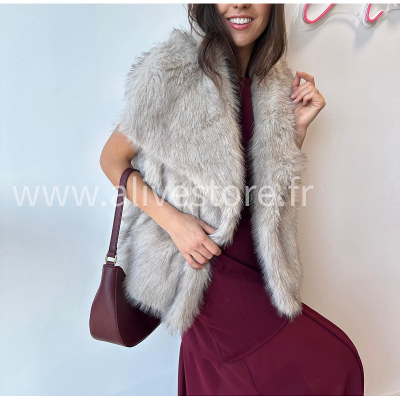 Veste Lia sans manches en fausse fourrure – gris ou noir | ALIVE STORE