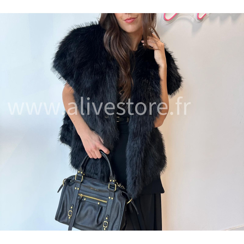Veste Lia sans manches en fausse fourrure – gris ou noir | ALIVE STORE