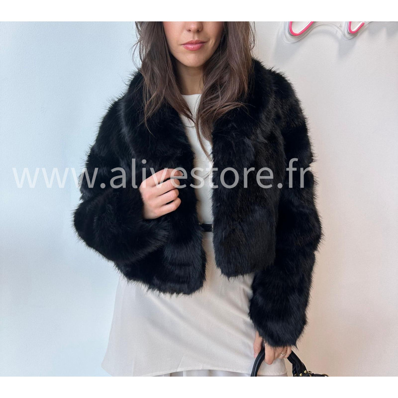 Veste Mia courte en fausse fourrure – beige ou noir | ALIVE STORE