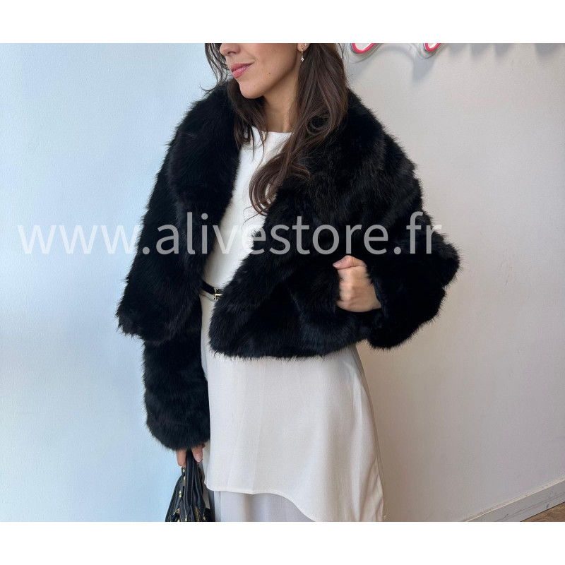 Veste Mia courte en fausse fourrure – beige ou noir | ALIVE STORE