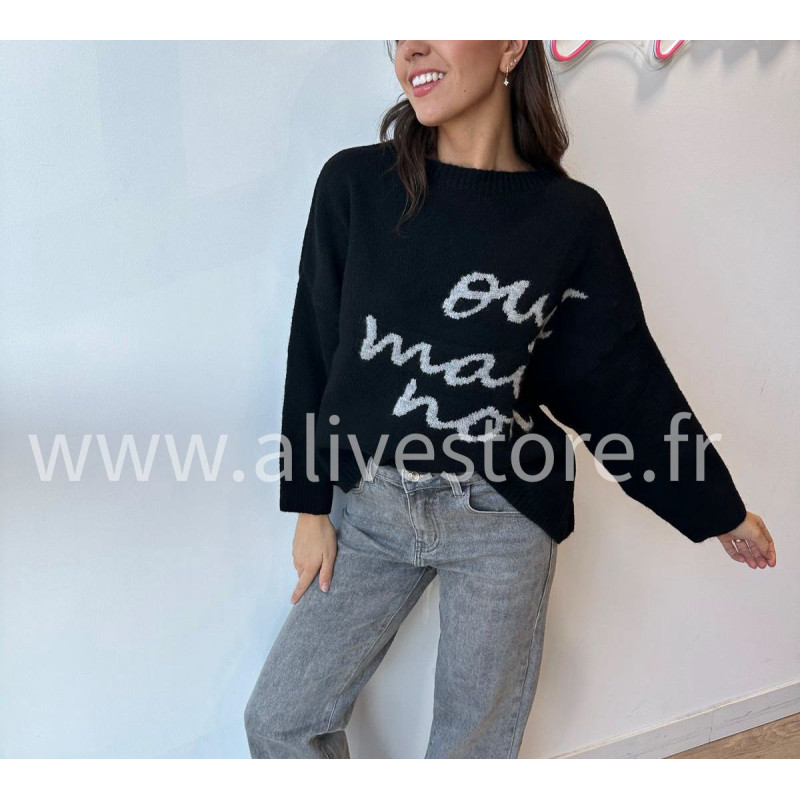Pull Sofia manches longues avec inscription – blanc, gris ou noir | ALIVE STORE