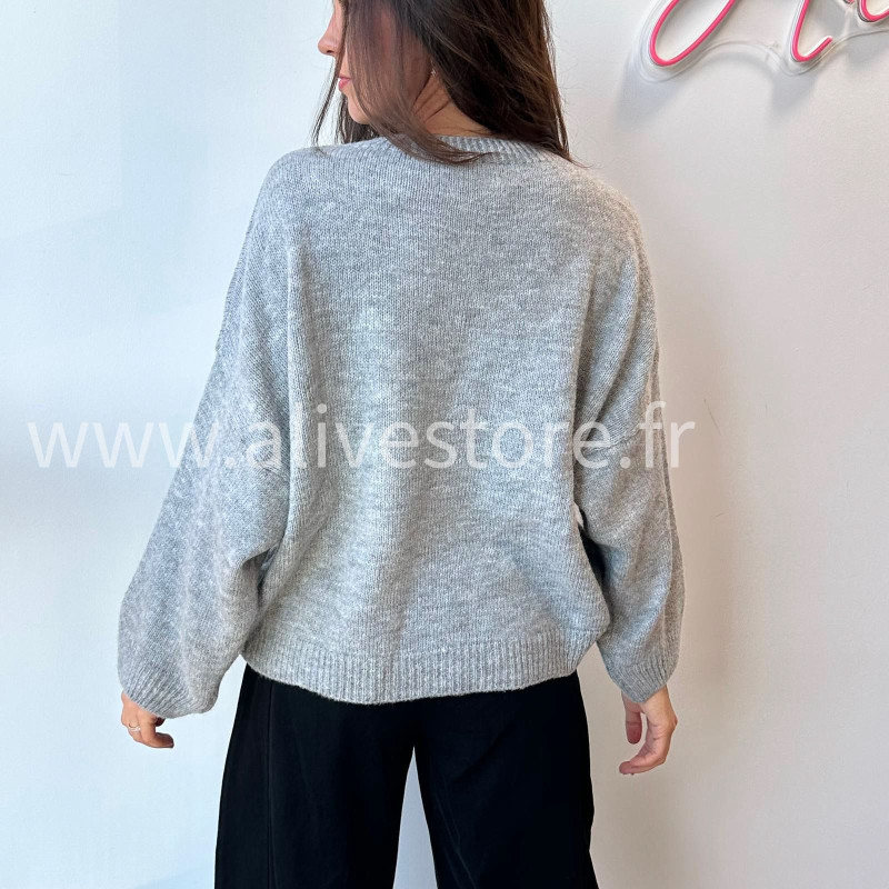 Pull Sofia manches longues avec inscription – blanc, gris ou noir | ALIVE STORE