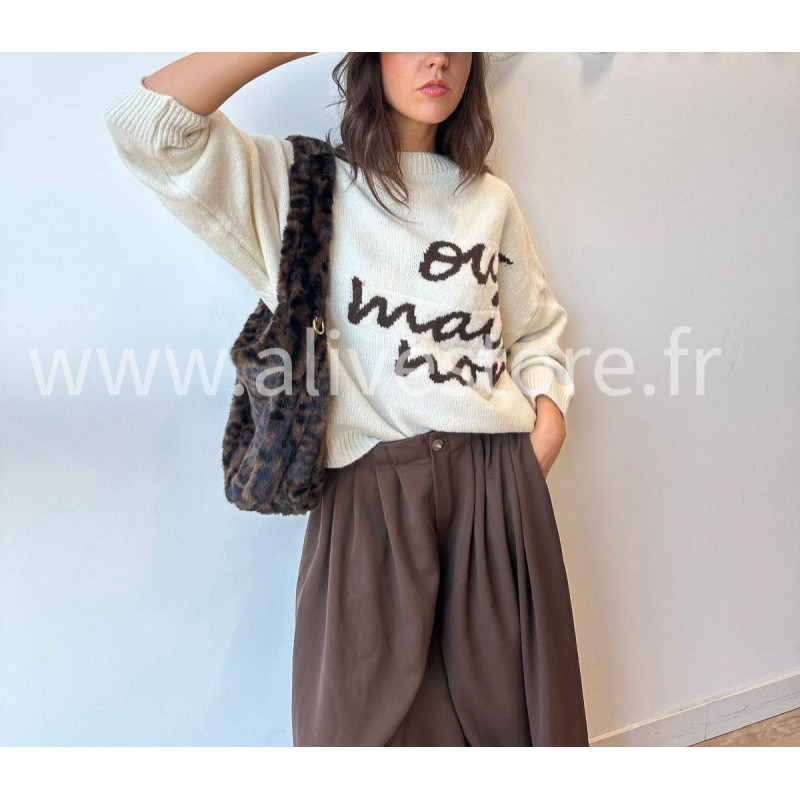Pull Sofia manches longues avec inscription – blanc, gris ou noir | ALIVE STORE