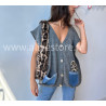 Gilet Lucia avec poches jean et léopard – ALIVE STORE