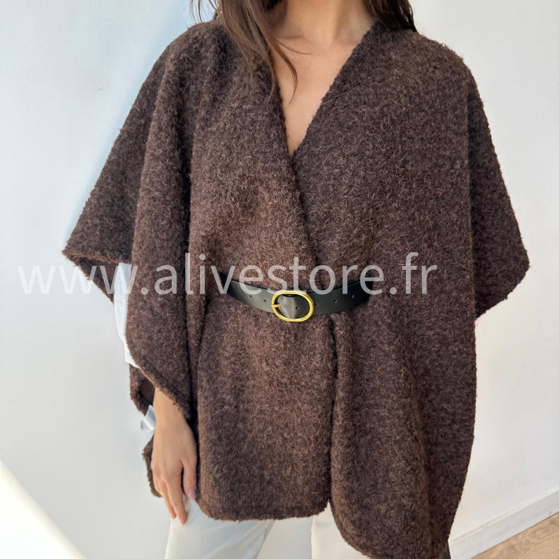 Cape Giuliana femme avec ceinture – Blanc, Marron, Noir – ALIVE STORE