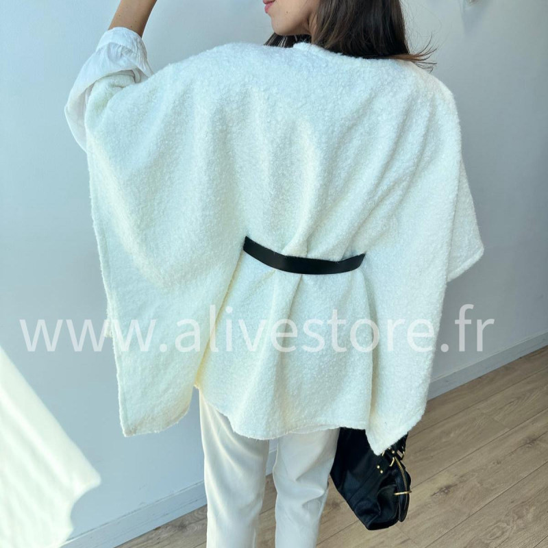Cape Giuliana femme avec ceinture – Blanc, Marron, Noir – ALIVE STORE