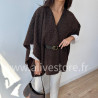 Cape Giuliana femme avec ceinture – Blanc, Marron, Noir – ALIVE STORE