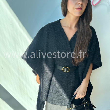 Cape Giuliana femme avec ceinture – Blanc, Marron, Noir – ALIVE STORE