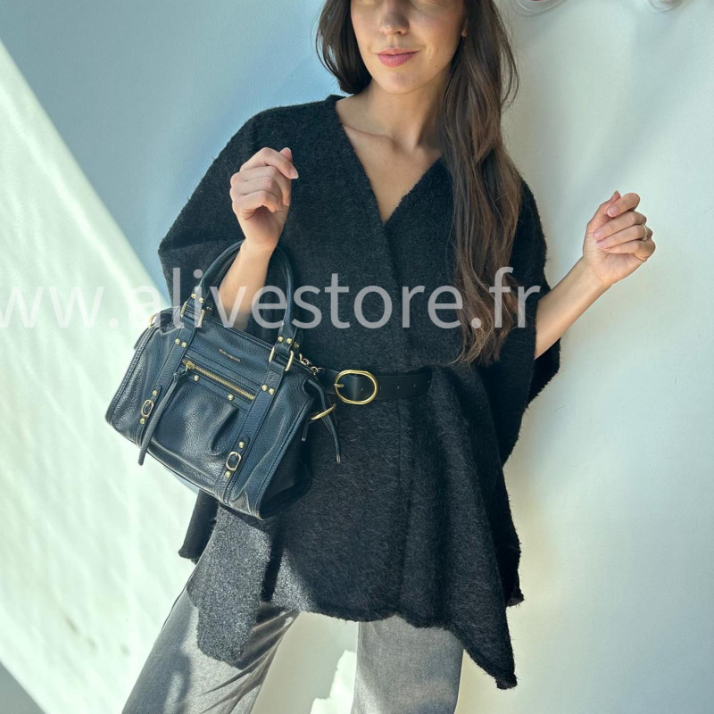 Cape Giuliana femme avec ceinture – Blanc, Marron, Noir – ALIVE STORE