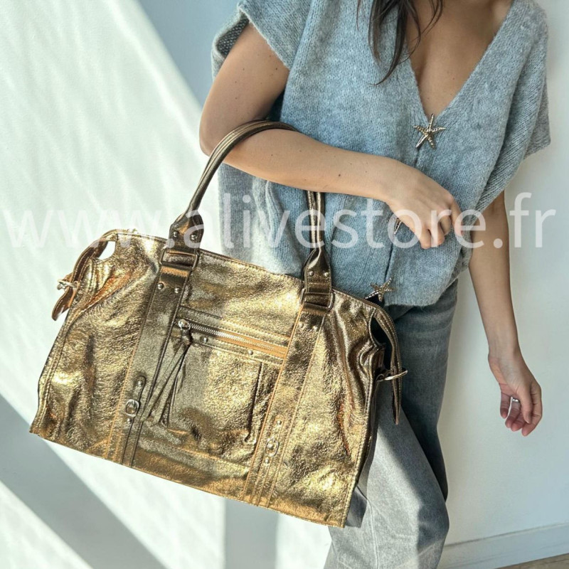 Sac Lorena moyen format 35x30 cm – Bronze, Doré ou Noir – ALIVE STORE