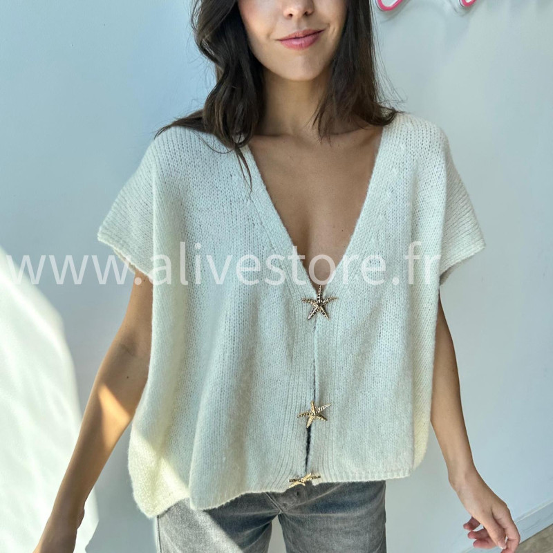 Top Stella sans manches avec boutons étoiles – ALIVE STORE