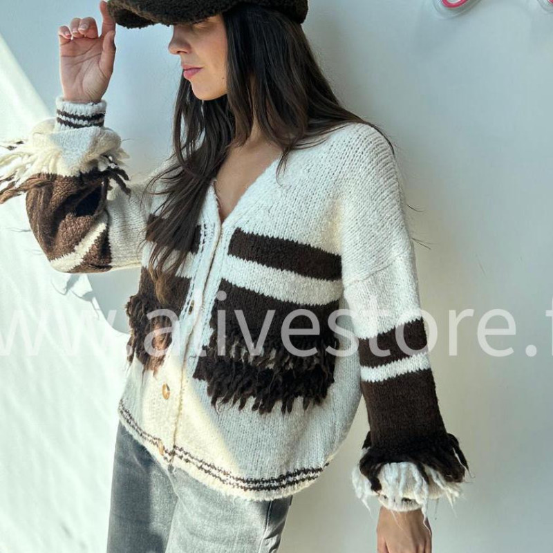 Pull Maya à franges et rayures – Made in Italie – ALIVE STORE