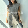Gilet long sans manches Camilla – Boutons bijou made in Italie | ALIVE STORE