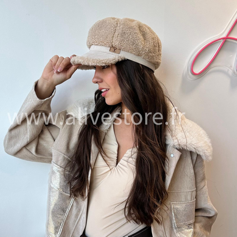 Casquette hiver effet moumoute Léa – beige, marron ou noir – Alive Store
