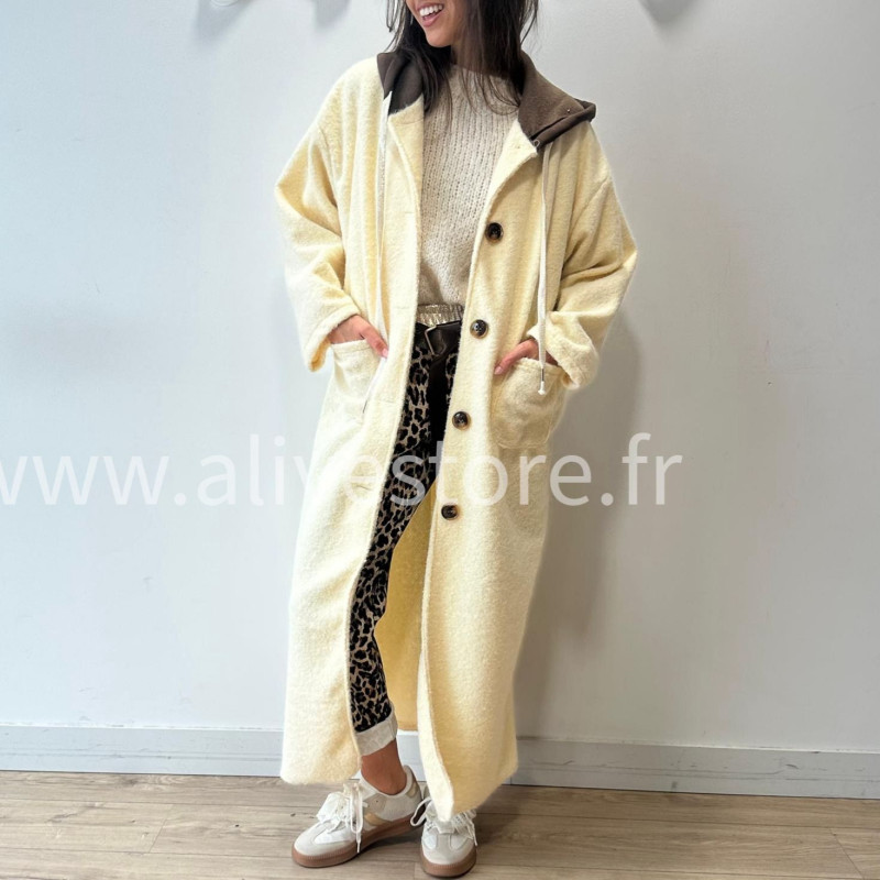 MANTEAU ANITA AVEC CAPUCHE MARRON – ALIVE STORE