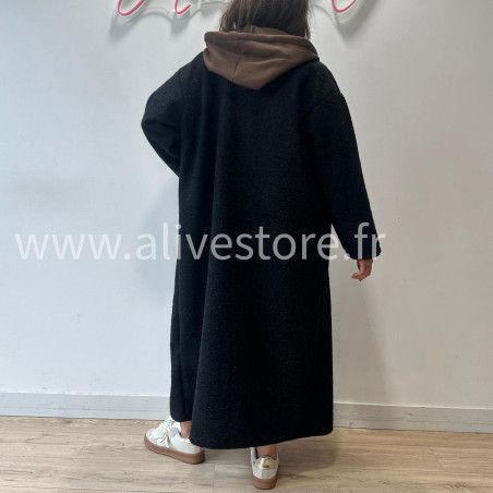 MANTEAU ANITA AVEC CAPUCHE MARRON – ALIVE STORE
