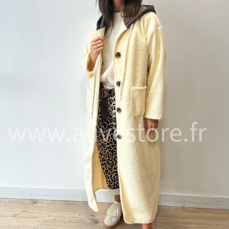 MANTEAU ANITA AVEC CAPUCHE MARRON – ALIVE STORE