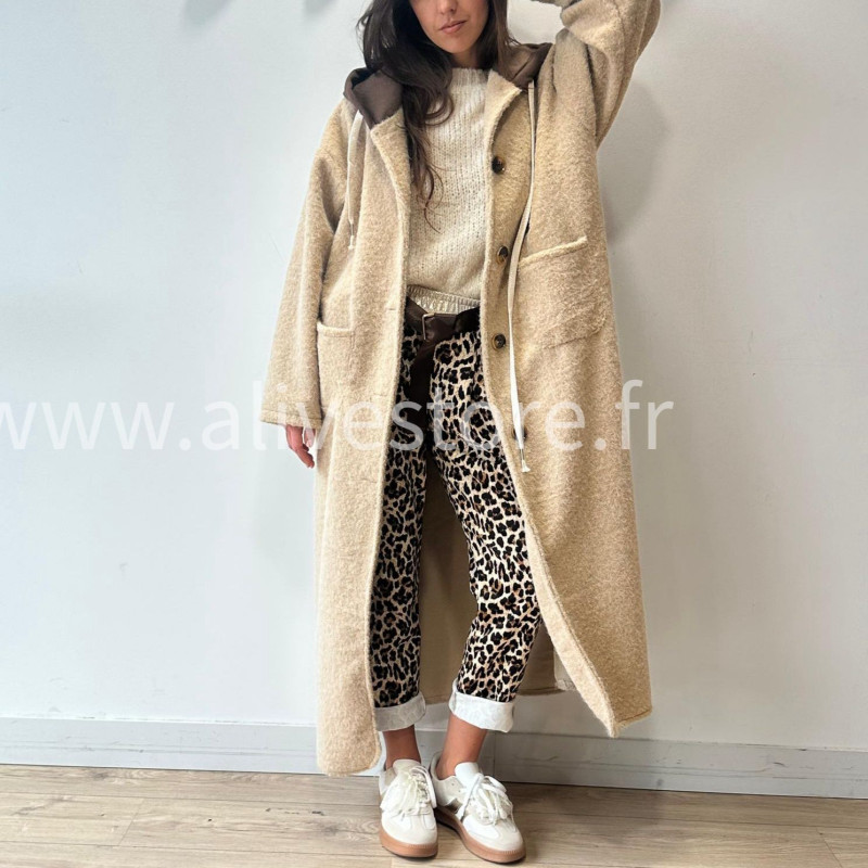 MANTEAU ANITA AVEC CAPUCHE MARRON – ALIVE STORE