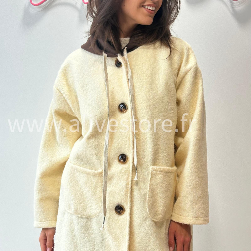 MANTEAU ANITA AVEC CAPUCHE MARRON – ALIVE STORE