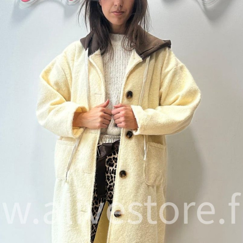 MANTEAU ANITA AVEC CAPUCHE MARRON – ALIVE STORE