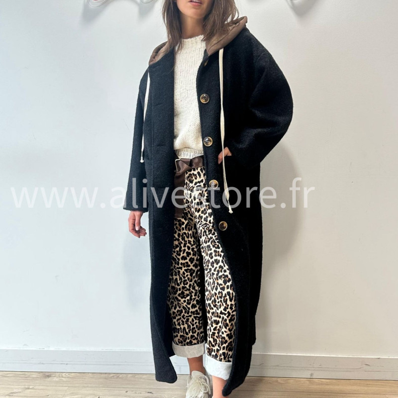 MANTEAU ANITA AVEC CAPUCHE MARRON – ALIVE STORE