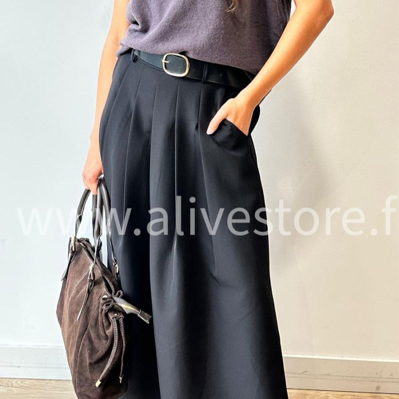 JUPE LONGUE MAYA AVEC CEINTURE NOIRE – ALIVE STORE