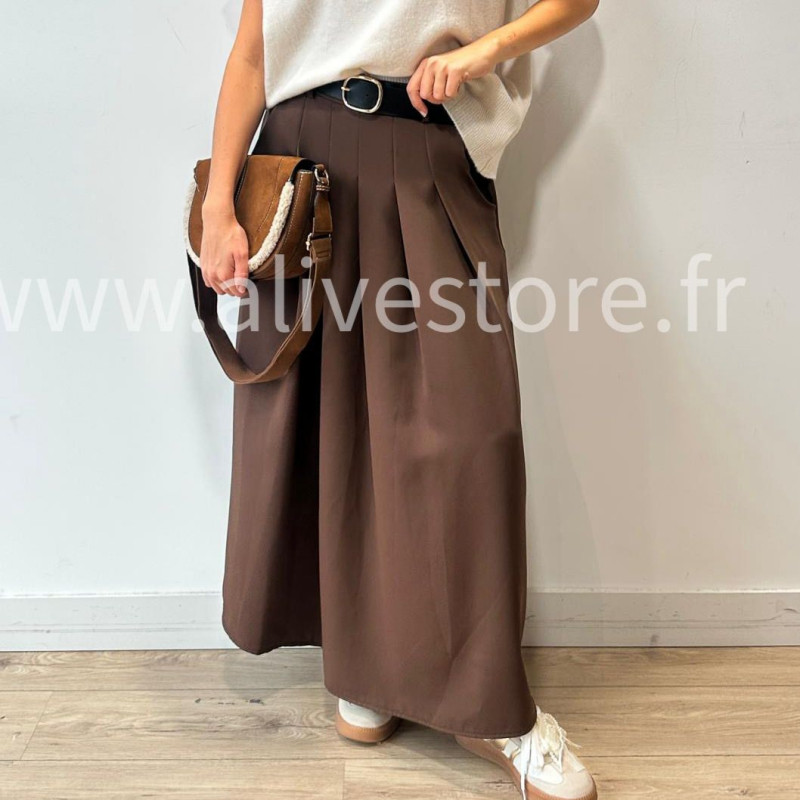 JUPE LONGUE MAYA AVEC CEINTURE NOIRE – ALIVE STORE
