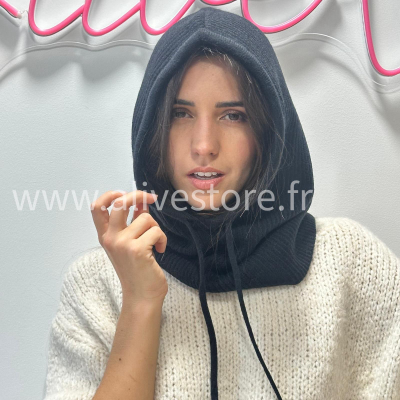 CAGOULE LÉA EN MAILLE TAUPE – ALIVE STORE