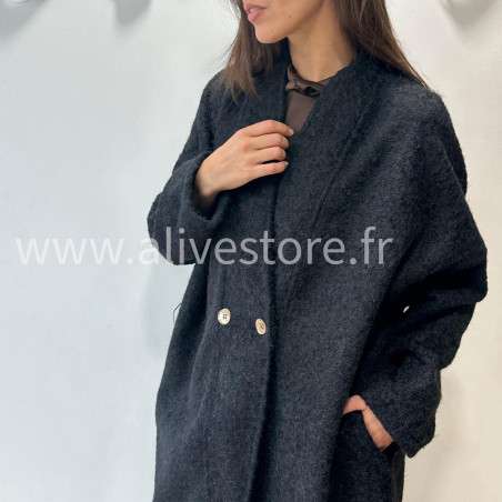 MANTEAU SARA BEIGE LAINE LONG – ALIVE STORE