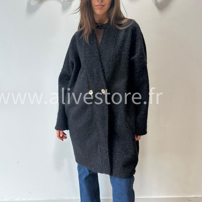 MANTEAU SARA BEIGE LAINE LONG – ALIVE STORE