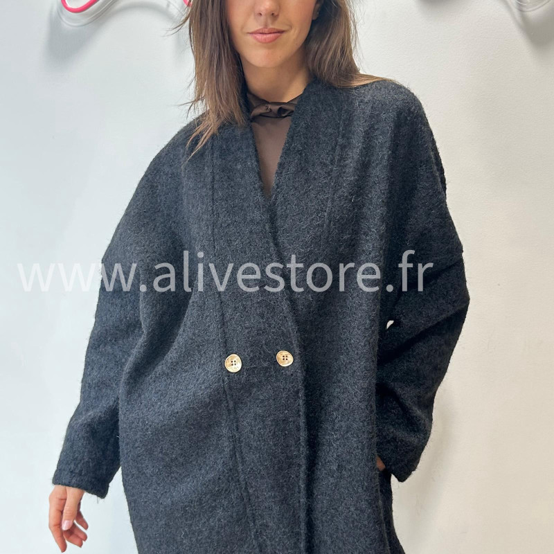 MANTEAU SARA BEIGE LAINE LONG – ALIVE STORE