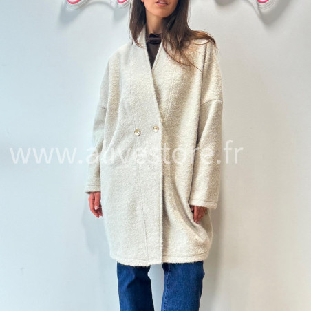 MANTEAU SARA BEIGE LAINE LONG – ALIVE STORE