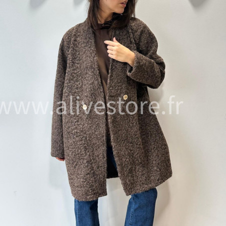 MANTEAU SARA BEIGE LAINE LONG – ALIVE STORE