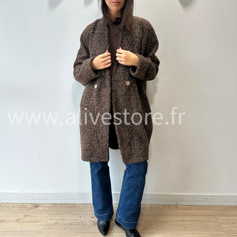 MANTEAU SARA BEIGE LAINE LONG – ALIVE STORE