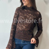 TOP DALIA DENTELLE TRANSPARENTE MARRON – ALIVE STORE