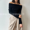 PULL GEMMA GRIS COL BARDOT FEMME – ALIVE STORE