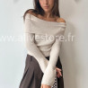 PULL GEMMA GRIS COL BARDOT FEMME – ALIVE STORE