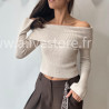 PULL GEMMA GRIS COL BARDOT FEMME – ALIVE STORE